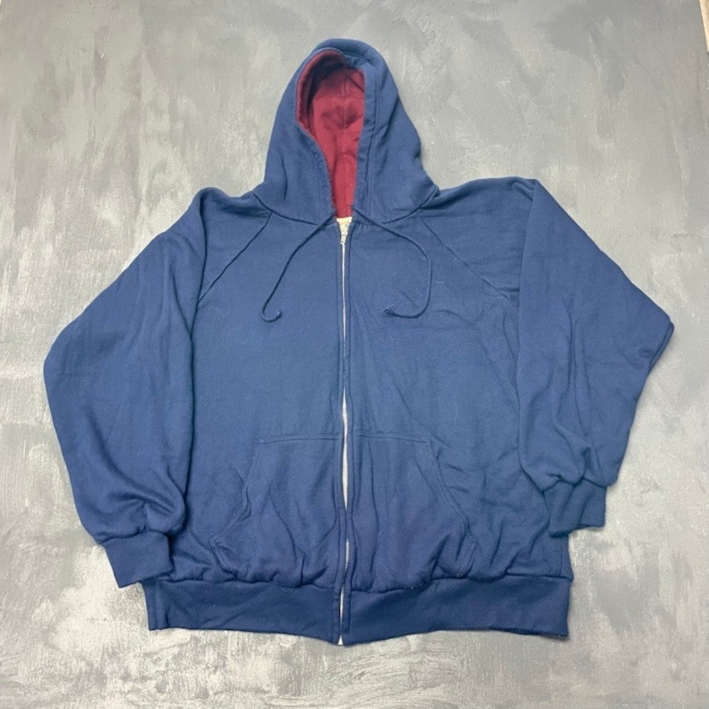 Vintage thermal lined Zip Up Hoodie XL Navy Blue 90s Northwest Territory